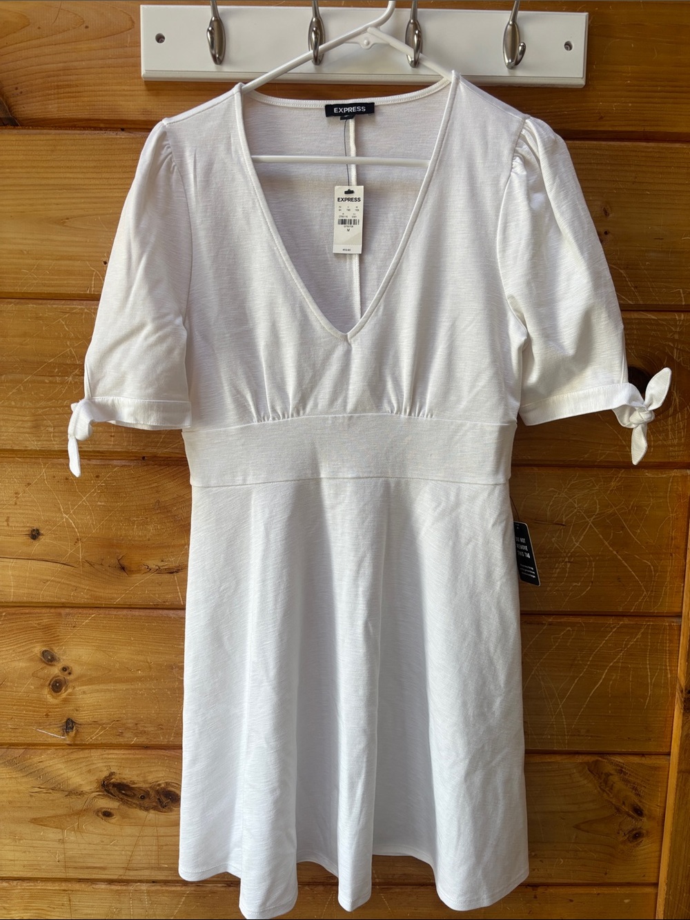 Express White V-Neck Dress